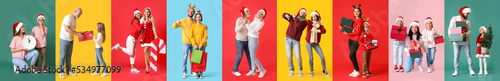 Set of happy people celebra...