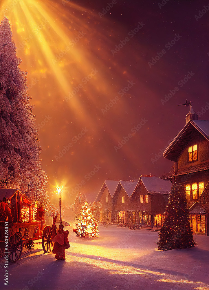 Fototapeta premium Weihnachts Dorf im Winter romantische Stimmung festlich