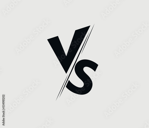Versus sign. Black and white symbol.