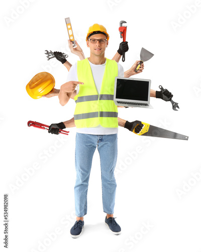 Male architect with many ha...