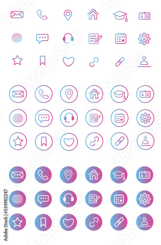CV resume modern line  icons set