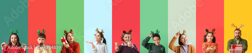 Set of happy people with re...