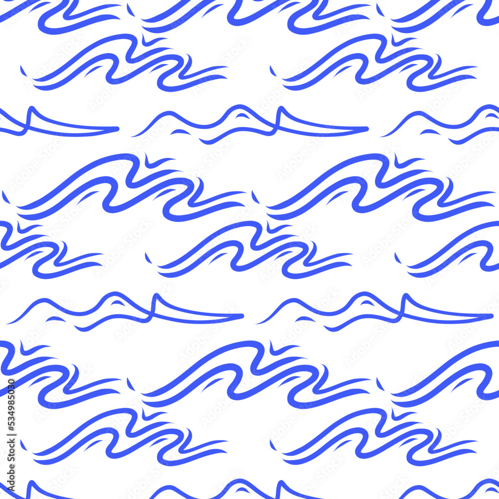 blue waves background hand drawn