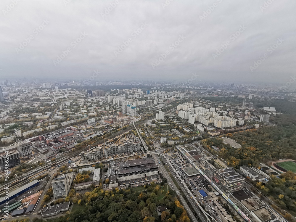 Panorama of the city of Moscow, from a bird's-eye view, clear day