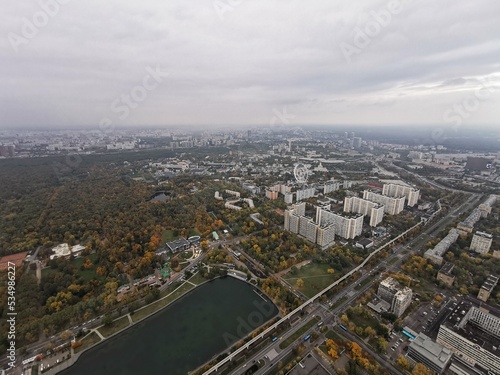 Panorama of the city of Moscow, from a bird's-eye view, clear day © Konstantin