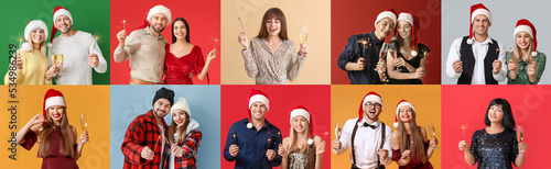 Set of people with sparkler...