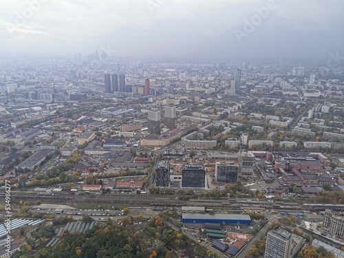 Obraz na płótnie Panorama of the city of Moscow, from a bird's-eye view, clear day w salonie