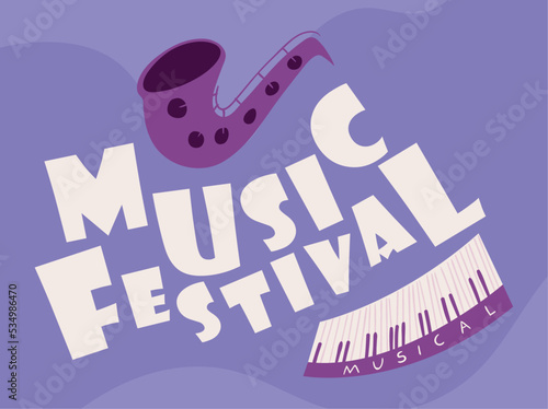 music festival poster in flat design photo