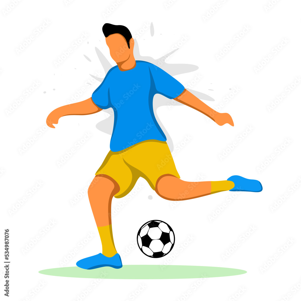 Soccer player kicking a ball vector illustration design