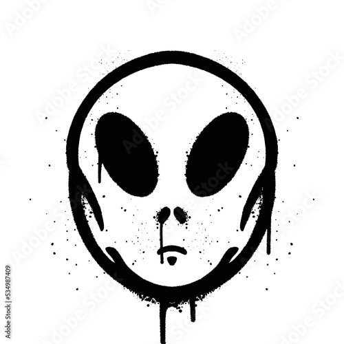 Graffiti spray paint Alien Isolated Vector
