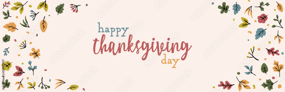 happy thanksgiving day banner typography autumn text illustration