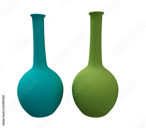 3d illustration of Two colored flasks
