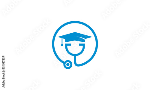 stethoscope and graduate logo design. creative education, health, doctor icon vector.
