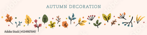 autumn decoration leaves plants vector illustration drawing elements collection colorful