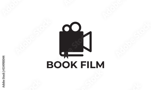 Принти на полотні movie book logo design, education film icon vector