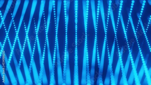 Abstract technology background with motion of bokeh blue circle light stripes and animation of equalizer bars music., Seamless animation 3d model and illustration.