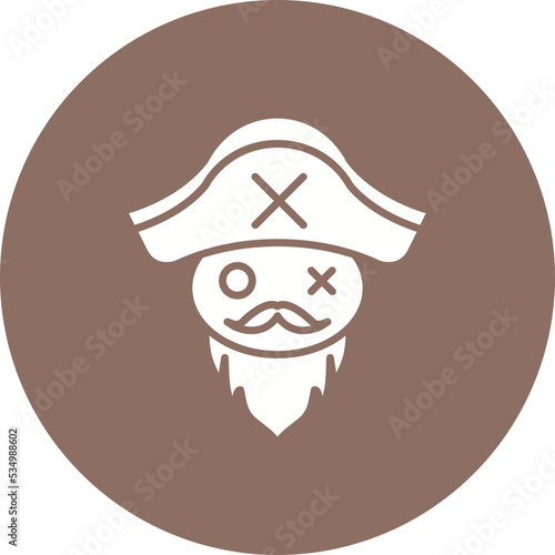 Pirate Beard Glyph Circle Background Icon