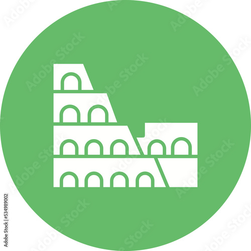 Coliseum Glyph Circle Background Icon