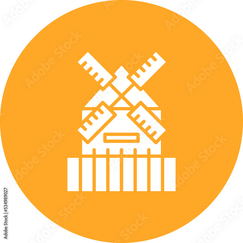 Kinderdijk Windmills Glyph Circle Background Icon