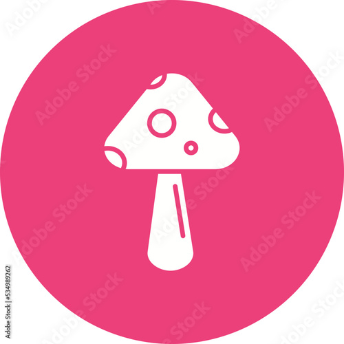 Spring Mushroom Glyph Circle Background Icon