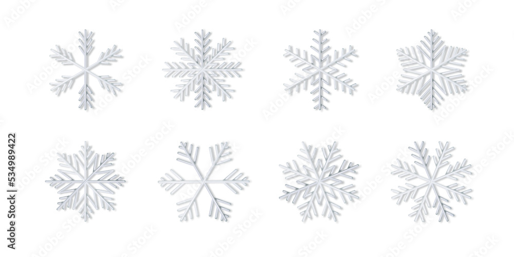 Set of snowflake, ice shapes isolated on white background. Ornament, decoration merry christmass or happy new year party, celebration. Frozen snow flakes icons silhouette poster. Vector illustration Set of snowflake, ice shapes isolated on white background. Ornament, decoration merry christmass or happy new year party, celebration. Frozen snow flakes icons silhouette poster. Vector illustration