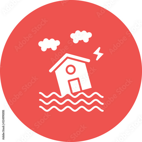 Flood Glyph Circle Background Icon