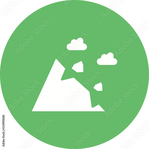 Landslide Glyph Circle Background Icon