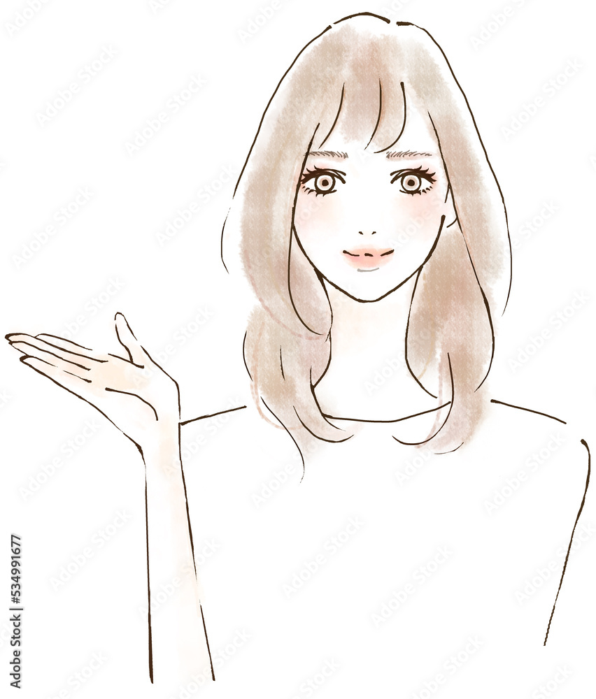 笑顔で説明をする女性カウンセラーのイラスト ポジティブな解決提案
