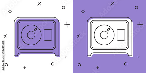 Set Safe icon isolated on white and purple background. The door safe a bank vault with a combination lock. Reliable Data Protection. Vector