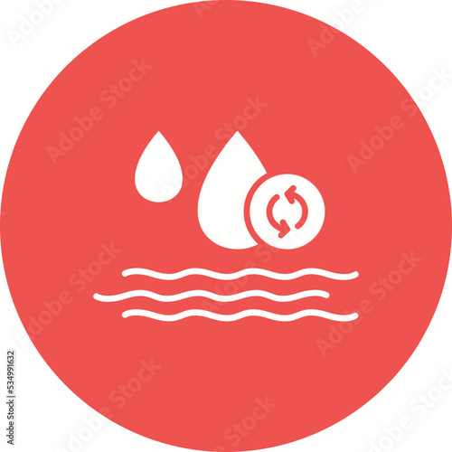 Save Water Glyph Circle Background Icon