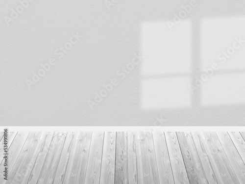 Empty Parquet room with a white wall mockup