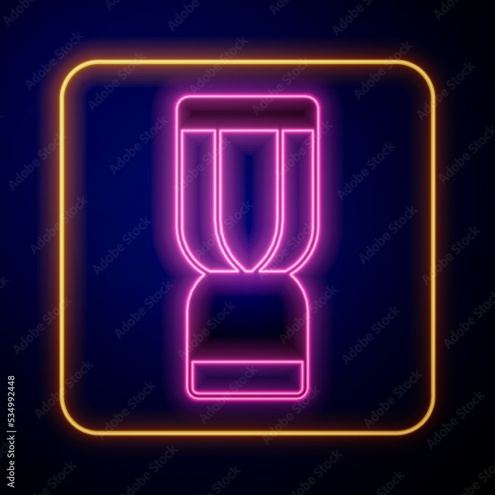 Glowing neon African djembe drum icon isolated on black background. Musical instrument. Vector Glowing neon African djembe drum icon isolated on black background. Musical instrument. Vector