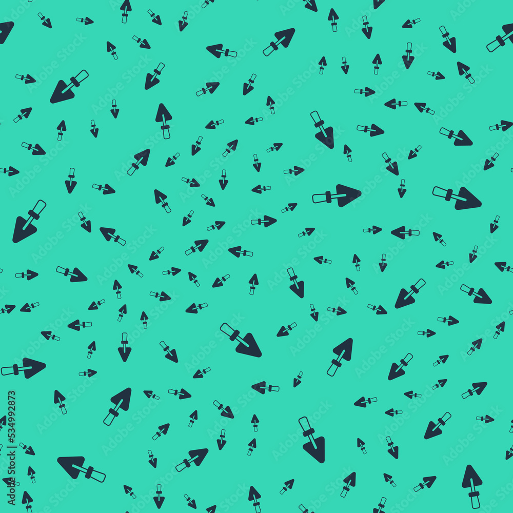 Black Trowel icon isolated seamless pattern on green background. Vector Black Trowel icon isolated seamless pattern on green background. Vector