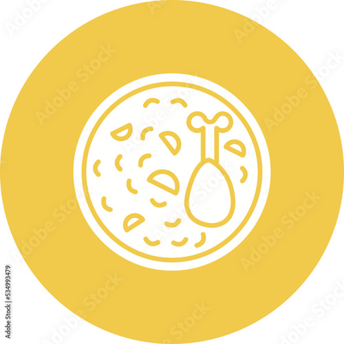 Chicken Rice Glyph Circle Background Icon