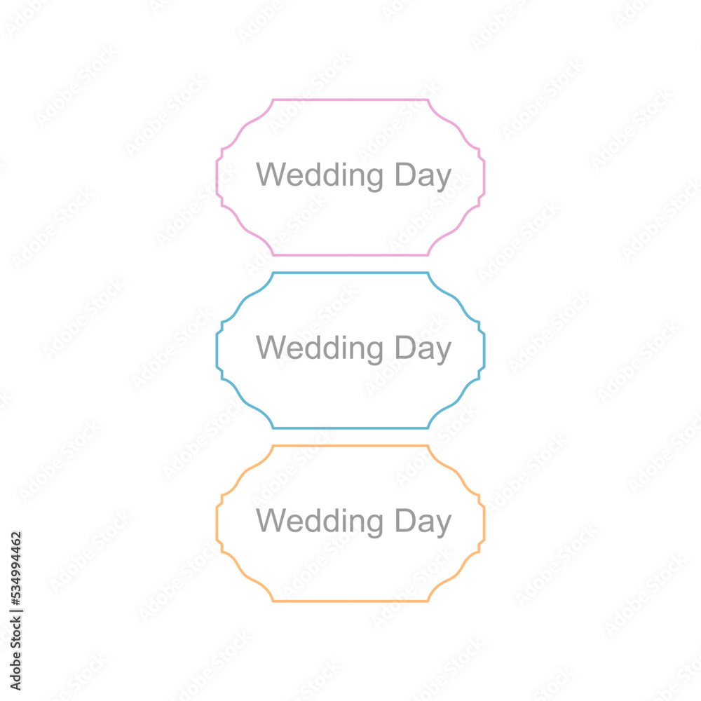 Wedding Day Ornamental Labels Set isolated On White Wedding Day Ornamental Labels Set isolated On White