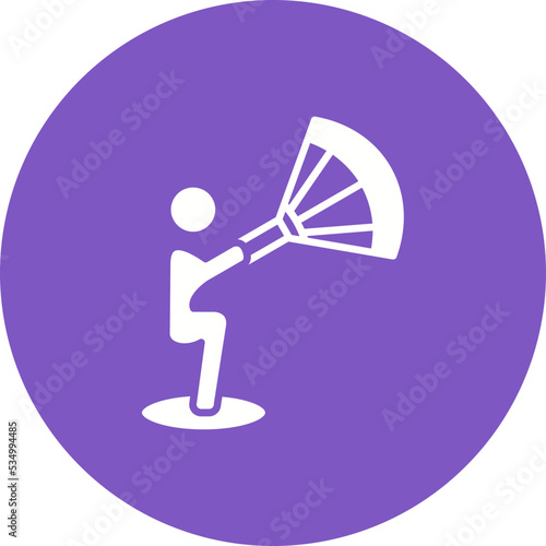 Kitesurf Glyph Circle Background Icon