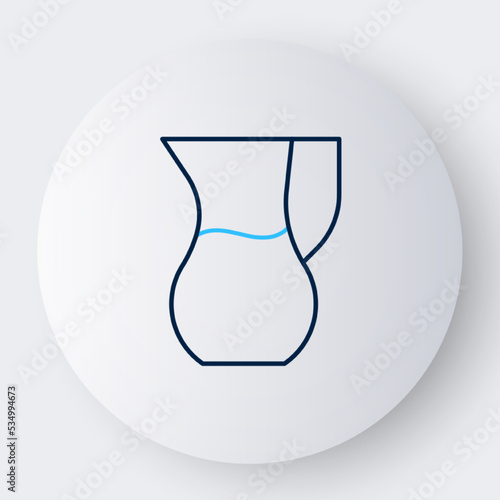 Line Jug glass with water icon isolated on white background. Kettle for water. Glass decanter with drinking water. Colorful outline concept. Vector