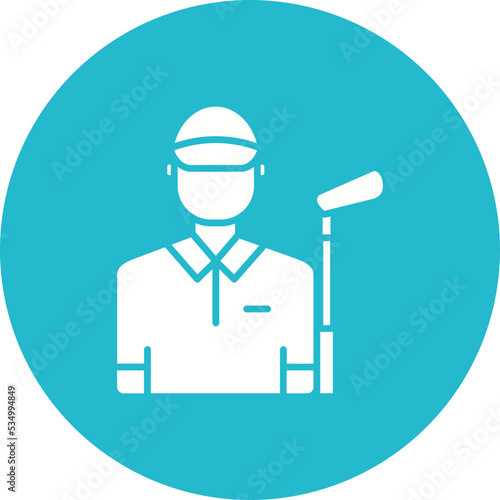 Golf Player Glyph Circle Background Icon