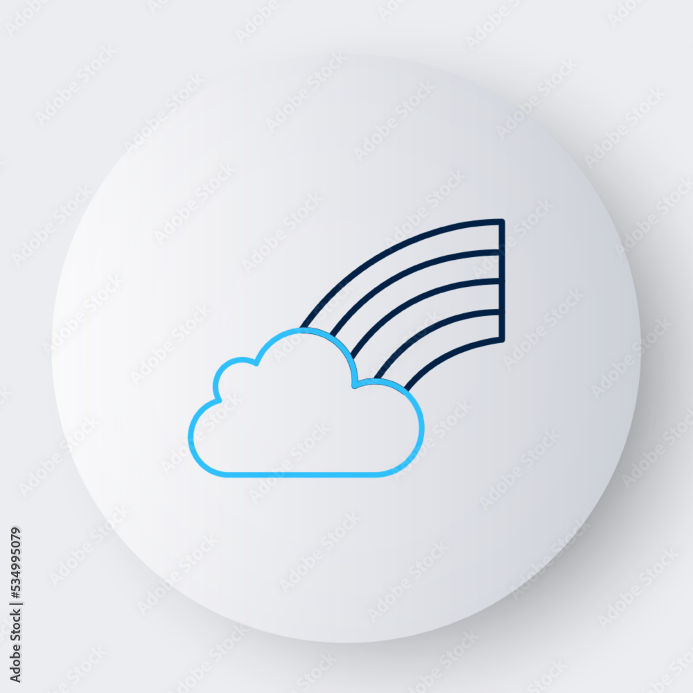 Line Rainbow with cloud icon isolated on white background. Happy Saint Patricks day. National Irish holiday. Colorful outline concept. Vector Line Rainbow with cloud icon isolated on white background. Happy Saint Patricks day. National Irish holiday. Colorful outline concept. Vector