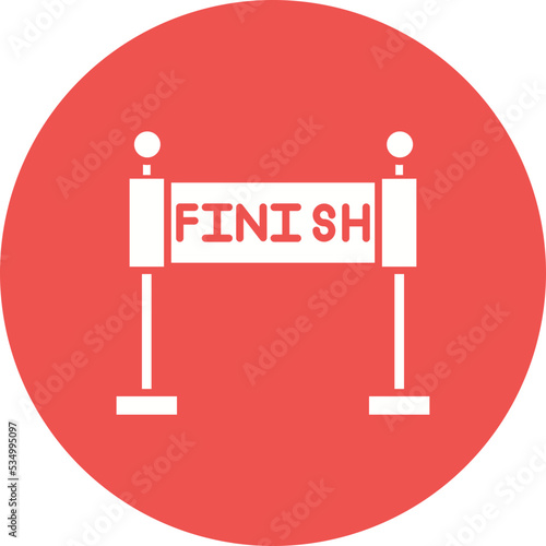 Race Finish Glyph Circle Background Icon photo