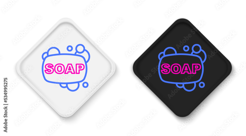 Line Bar of soap icon isolated on white background. Soap bar with bubbles. Colorful outline concept. Vector Line Bar of soap icon isolated on white background. Soap bar with bubbles. Colorful outline concept. Vector