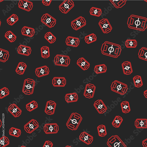 Line Table football game hobby or leisure icon isolated seamless pattern on black background. Sport team football players. Vector