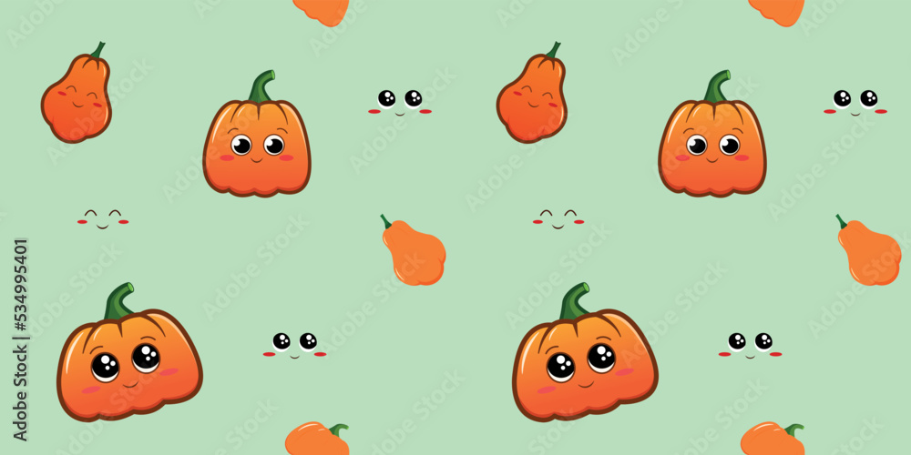 Fototapeta premium Cute pattern with pumpkins