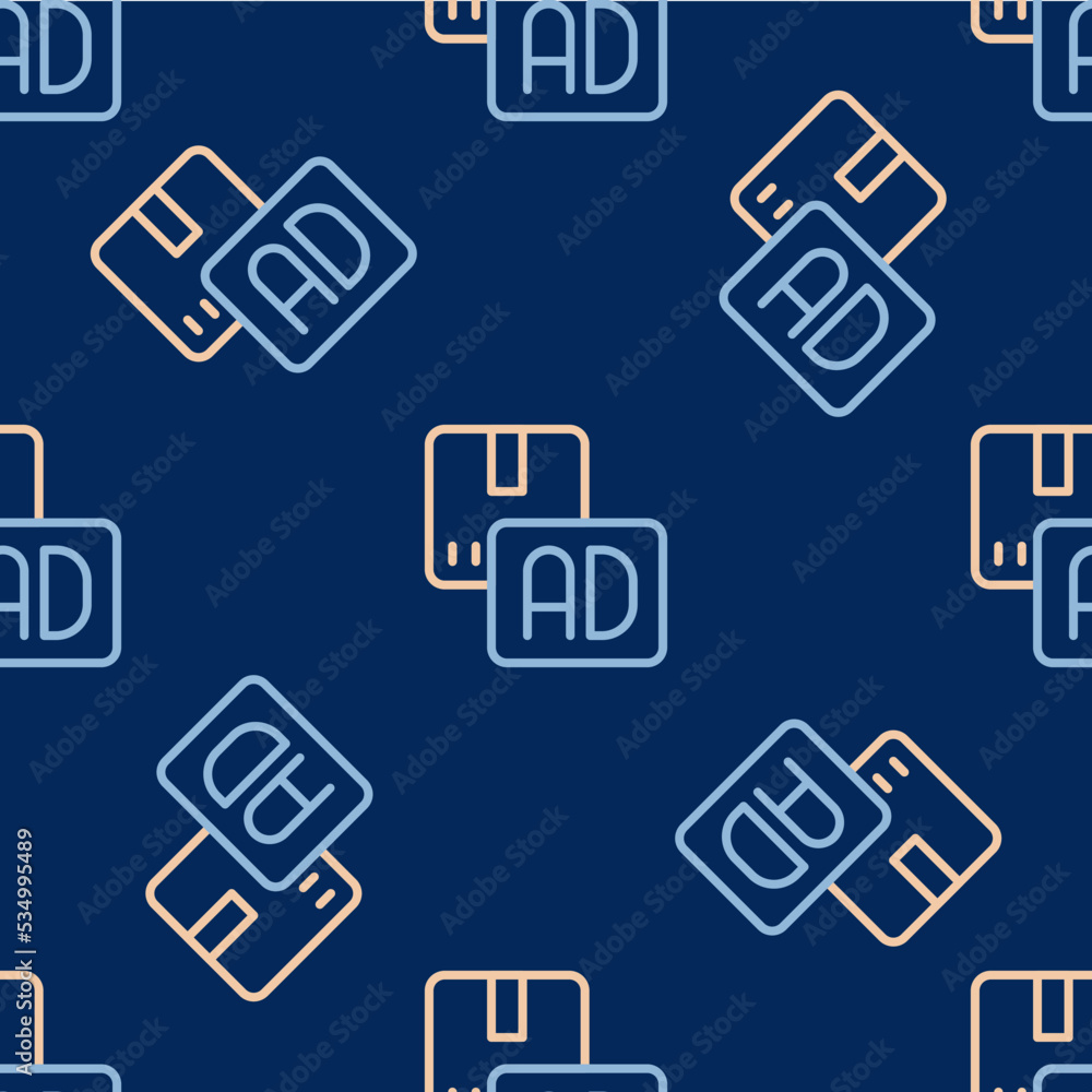 Line Advertising icon isolated seamless pattern on blue background. Concept of marketing and promotion process. Responsive ads. Social media advertising. Vector Line Advertising icon isolated seamless pattern on blue background. Concept of marketing and promotion process. Responsive ads. Social media advertising. Vector