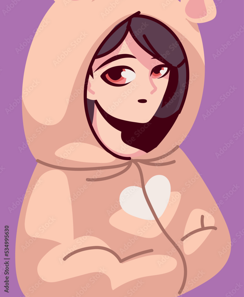 anime girl wearing hood anime girl wearing hood