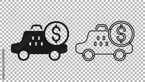 Black Taximeter device icon isolated on transparent background. Measurement appliance for passenger fare in taxi car. Vector