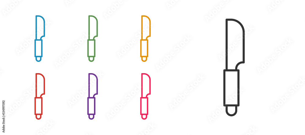Set line Knife icon isolated on white background. Cutlery symbol. Set icons colorful. Vector Set line Knife icon isolated on white background. Cutlery symbol. Set icons colorful. Vector
