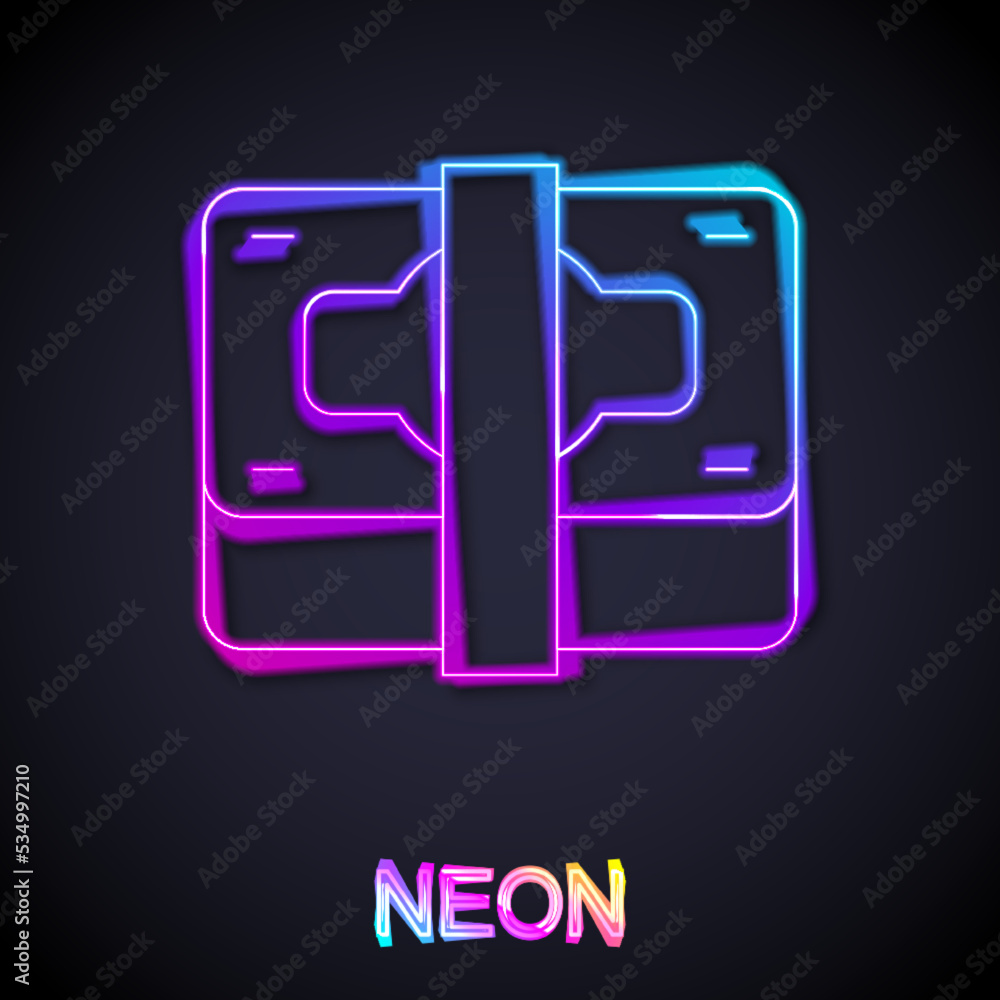 Glowing neon line Stacks paper money cash icon isolated on black background. Money banknotes stacks. Bill currency. Vector Glowing neon line Stacks paper money cash icon isolated on black background. Money banknotes stacks. Bill currency. Vector