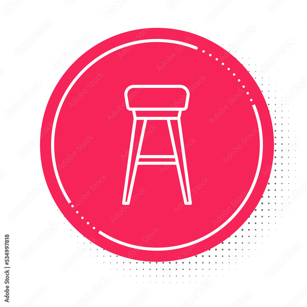 White line Chair icon isolated on white background. Red circle button. Vector White line Chair icon isolated on white background. Red circle button. Vector