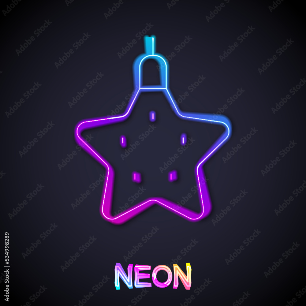 Glowing neon line Christmas star icon isolated on black background. Merry Christmas and Happy New Year. Vector Glowing neon line Christmas star icon isolated on black background. Merry Christmas and Happy New Year. Vector